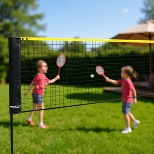    Red de Tenis y Bádminton Ajustable de 20 pies de Ancho, con Postes Portátiles de Nailon, Raquetas y Volantes para Niños, Interior y Exterior - Product Image 2