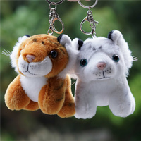 Porte-clés jouet petit tigre, 20 pièces de 10cm, Animal en peluche, marron et blanc, cadeaux sur mesure