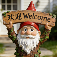 Figurine de gnome nain artificiel personnalisé en résine, sculpture de dessin animé, panneau de bienvenue, décoration paysagère pour extérieur, parc, centre commercial, jardin, artisanat