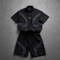 Ensemble chemise et short pour homme, personnalisé, à blocs de couleur, avec poches zippées, manches courtes, formel, respirant, imprimé, deux pièces, OEM ODM