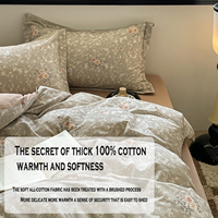 Ensemble de literie à motif camélia imprimé housse de couette et taies d'oreiller en pur coton naturel avec fermeture à glissière ensemble de draps de lit