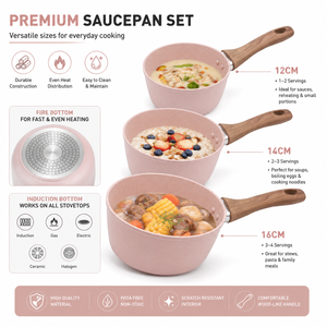 <span class=keywords><strong>Casserole</strong></span> à lait en granit 12-16 cm, mini-<span class=keywords><strong>casserole</strong></span> antiadhésive avec revêtement en pierre, poignée en <span class=keywords><strong>bois</strong></span>, double fond, rose, ustensile <span class=keywords><strong>de</strong></span> cuisine - Product Image 2