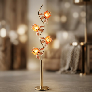 Lampe sur pied à pétales de lotus, lumière d'appoint florale pour la décoration intérieure du salon et de la chambre - Product Image 1