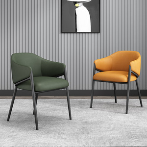 Sedie da pranzo di lusso italiane schienale in pelle <span class=keywords><strong>moderno</strong></span> Hotel di alto livello semplice sedia di negoziazione per la casa tavolo da pranzo soggiorno - Product Image 3