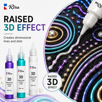 Risa - Juego de Pinturas Acrílicas Perladas 3D de 10 Colores y 30 ml con Punta de Precisión para Vidrio, Papel, Lienzo, Piedra y Manualidades