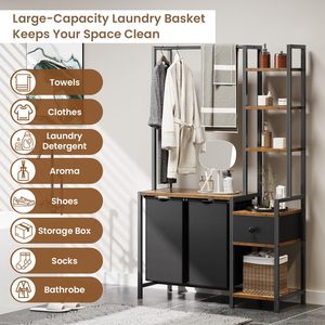 Simple, large-capacity coat <b>rack</b>, floor-standing <b>clothes</b> <b>rack</b>, multi-functional storage <b>rack</b> for home and bedroom, shoe <b>rack</b>, - Product Image 3