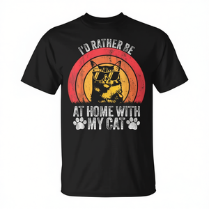 Preferiría estar en casa con mi gato, camiseta vintage para amantes de los gatos - Product Image 2