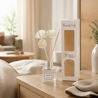 Diffuseur de parfum sans eau en bouteille carrée transparente blanche de 50 ml, huile essentielle pour chambre et salon, vente en gros d'usine