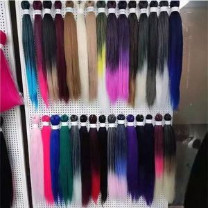 26-inch Stretch Braided Hair Heat Resistant Yaki Textured Braid Remy Human Brazilian Body Wave <b>Machine</b> Double Weft 100g Wig - Product Image 5