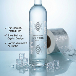ฉลากวอดก้าแบบใสสั่งทำ, สติกเกอร์ไวนิลใสแบบฝ้ากันน้ำ พร้อมปั๊มฟอยล์<span class=keywords><strong>สี</strong></span>เงินสำหรับบรรจุภัณฑ์ขวดสุรา - Product Image 2