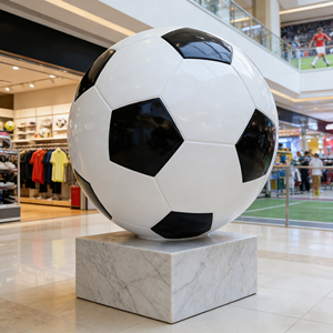 Escultura de <span class=keywords><strong>Fútbol</strong></span> de Resina de Gran Tamaño, Arte Popular, Decoración Duradera, Acabado Resistente al Agua y a los Rayos UV, Patrón Blanco y Negro, Eventos Deportivos - Product Image 5