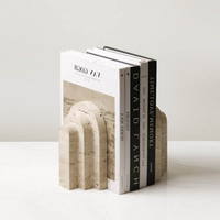 Porte-livres rustiques en travertin naturel, robustes, décoratifs, multifonctionnels, en pierre solide, étagères, support de lecture, support de livres