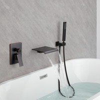 Mitigeur de bain mural moderne à double poignée, finition ORB, en laiton massif, pour douche et bain