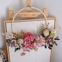 CF02121 Guirlande de fleurs artificielles Dahlia Rose Hortensia demi-fleur avec verdure pour porte d'entrée Mur Décoration de mariage