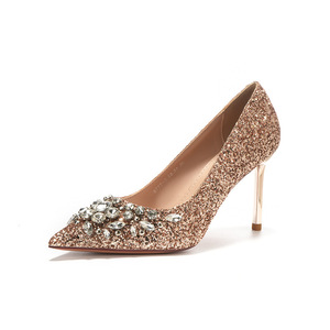 Escarpins à bout pointu et talon aiguille, à paillettes et strass, chaussures de mariée pour soirée, taille 35-40 - Product Image 5