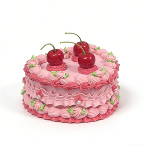 Handmade Plastic Lovely Eco Friendly Heart Shape Cake Jewelry Pink Cherry Decorative Trinket Storage Case Cream Faux Food <b>Box</b> - Product Image 2