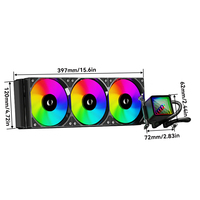 Refroidisseur de processeur liquide AIO ARGB 360 mm, radiateur de refroidissement par eau, pompe silencieuse pour PC Intel AMD OEM
