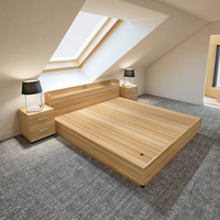 Lit double moderne en MDF avec rangement, design de mobilier simple pour chambre à coucher ou salon, style panneau pour la maison