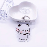 Mignon Bubu Dudu Porte-clés Bébé Ours Gris Panda Blanc Porte-clés pour Accessoires Sac Pendentif Porte-clés Bijoux Fans Couple Amour Cadeaux