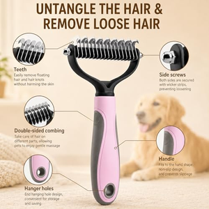 Brosse à poils pour chien et chat, peigne de toilettage double face, outil pour enlever les poils lâches et démêler les nappes - Product Image 3