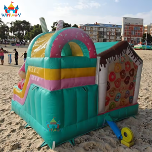 Château gonflable en PVC miniature de qualité commerciale, maison de bonbons gonflable, combo de château gonflable avec installation facile, 3,5 m x 4,2 m - Product Image 3