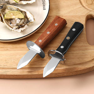 أداة فتح المحار بالجملة: فتاحة محار من الفولاذ المقاوم للصدأ، مقبض خشبي سميك، أداة متعددة الأغراض لفتح الأصداف - Product Image 6