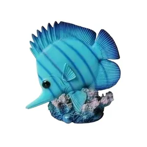 Custom Made Polyresin Ocean Sky Blue Fish Decoration Customized Coral Tabletop Ornaments Study Garden Decor