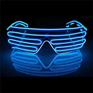 AA Battery Operated EL Wire Shutter LED Neon Flashing Glasses For Halloween Costumes Parties