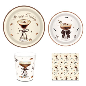MM338 Martini <span class=keywords><strong>Espresso</strong></span> Dessert per feste Set piatti di carta Martini tovaglioli tazze per decorazioni di nozze di compleanno - Product Image 2