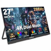 Moniteur portable plat IPS de 27 pouces, support mural VESA, support de bureau, double usage, 100 SRGB HDR pour la maison, le bureau et les jeux