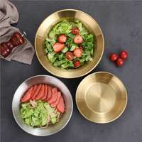 Koreaanse stijl ecovriendelijke duurzame roestvrijstalen platte soepbord/dinerbord voor fruitsalade, kreeft - commercieel en huishoudelijk gebruik