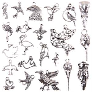 Breloques animales en alliage <span class=keywords><strong>d</strong></span>'<span class=keywords><strong>argent</strong></span> creuses, motif colibri - Product Image 3