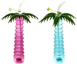 16oz LED Custom Coconut Tree PET <b>Cup</b> with Straw for Christmas & New Year Parties-Durable Reusable Glowing <b>Cup</b> Bottom - Product Image 1