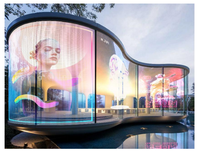 Pantalla LED Transparente Flexible de Película de Cristal P16-32, HD, Impermeable, con Brillo de 3000cd para Centros Comerciales