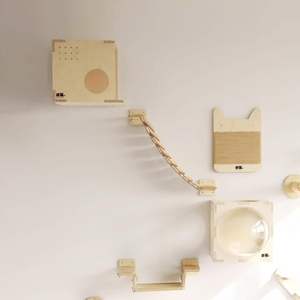 Échelle pour chat multifonctionnelle moderne en bambou écologique, structure d'escalade DIY avec pont en corde de sisal, pour intérieur et extérieur - Product Image 3