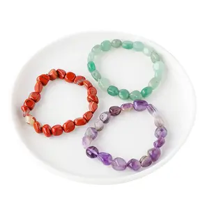 Pasirley Wholesale Irregular Natural Crystal Chakras Stone Necklace Bracelet Beads Amethyst For Jewelry Making Brace