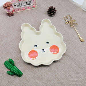 Plato de cerámica con forma de Animal para desayuno, juego de vajilla con dibujos de conejo, Rana, postre, plato para aperitivos y frutas - Product Image 6