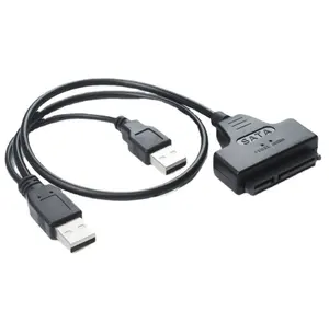 40cm 듀얼 USB SATA7 + 15 핀 어댑터 컴퓨터 케이블 커넥터 USB Sata 어댑터 케이블 지원 2.5 인치 Ssd Hdd 하드 드라이브