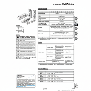 MXQ20-10A โต๊ะสไลด์ลมนิวเมติก SMC - Product Image 1