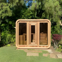 Sauna Ecológica de Madera Sólida en Forma de Cubo, Sauna Exterior de Cedro Rojo para 4-6 Personas, Cuidado de Bienestar
