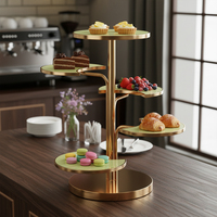Support à gâteau en acier inoxydable + acrylique vert pour buffet, ensemble de présentoirs à gâteaux pour mariage, restaurant, fête, hôtel