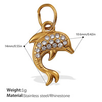 Pendentifs en acier inoxydable plaqué or PVD 18 carats avec strass, motifs animaux marins (tortue de mer, étoile de mer, coquillage) pour colliers et bracelets DIY