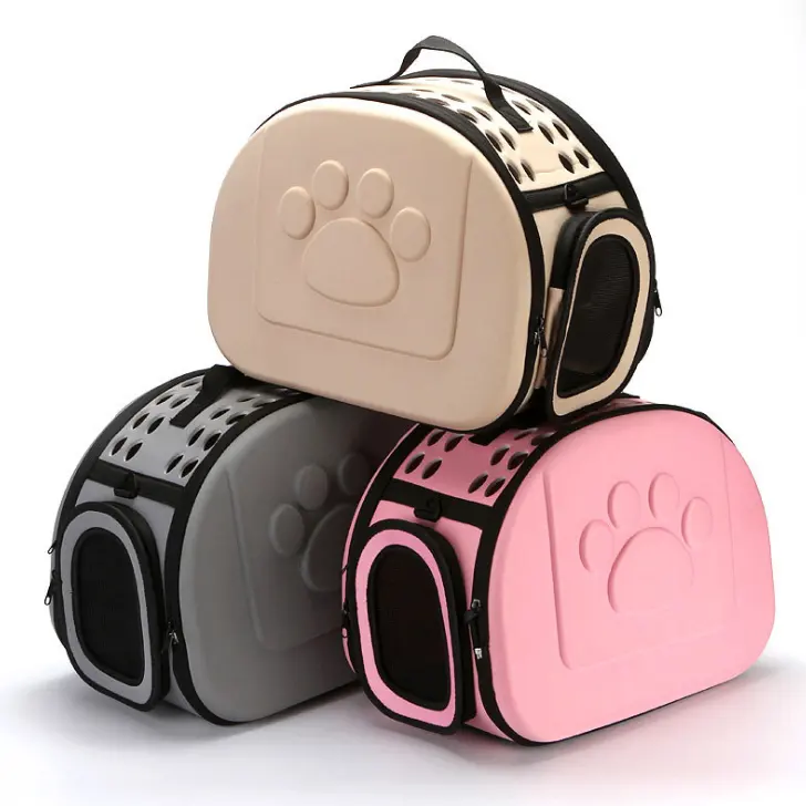 Wholesale Eco-friendly Animal Folding Portable Eva Dog Cat Carrier Pet Carry Travel Tote Bag with Mesh Windows Porous Design