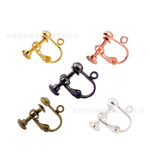 Clip-on Earrings Screw Type 4mm <b>Wave</b> Head With Hanging <b>Ring</b> Zinc Alloy Adjustable For DIY Jewelry Making - Product Image 5