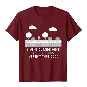 Maglietta grafica da uomo con stampa Retro Pixel Game I Went Outside Once Funny Joke, camicia a maniche corte in cotone - Product Image 6