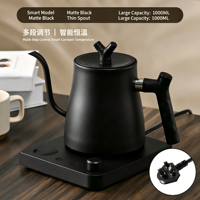 Bouilloire à café en acier inoxydable à bec de cygne, chauffe-eau électrique avec contrôle de température par bouton pour le café infusé à la main