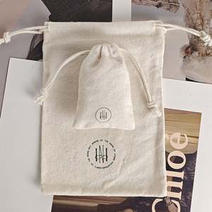 Sac en coton recyclable avec cordon de serrage, imprimé avec un logo personnalisé, écologique, pour le rangement - Product Image 2