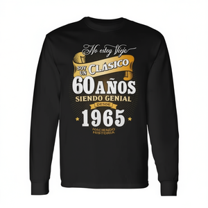 T-shirt a maniche lunghe per il 60° compleanno, regalo spagnolo, per uomo e donna, design classico del 1965 - Product Image 2