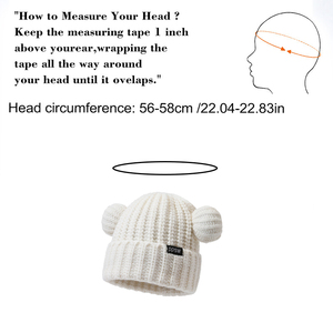 Autumn <strong>Winter</strong> Cute Bear Ears Knit Beanie <strong>Hat</strong> For Ladies Soft Thick Cotton Ear Protection Skullcap Outdoor - Product Image 2