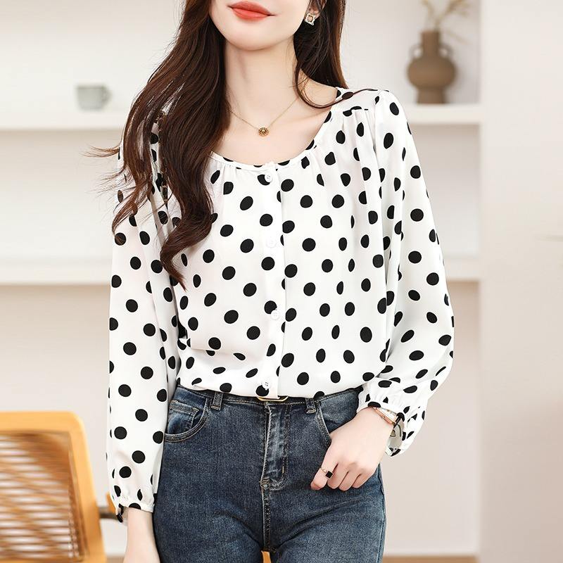 Blusa de manga larga para mujer, Camisa de gasa a la moda, ropa de